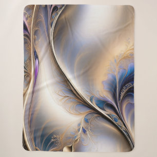 Goldener Fluss - Abstrakte blaue und goldene Fluid Sherpadecke