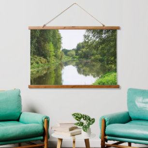 Goldener Fluss ruhig Wandteppich Mit Holzrahmen