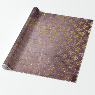 Goldener Folien-Kroneconfetti-königlicher lila Geschenkpapier