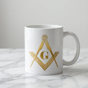 Goldener Freimaurer Winkel und Zirkel Kaffeetasse