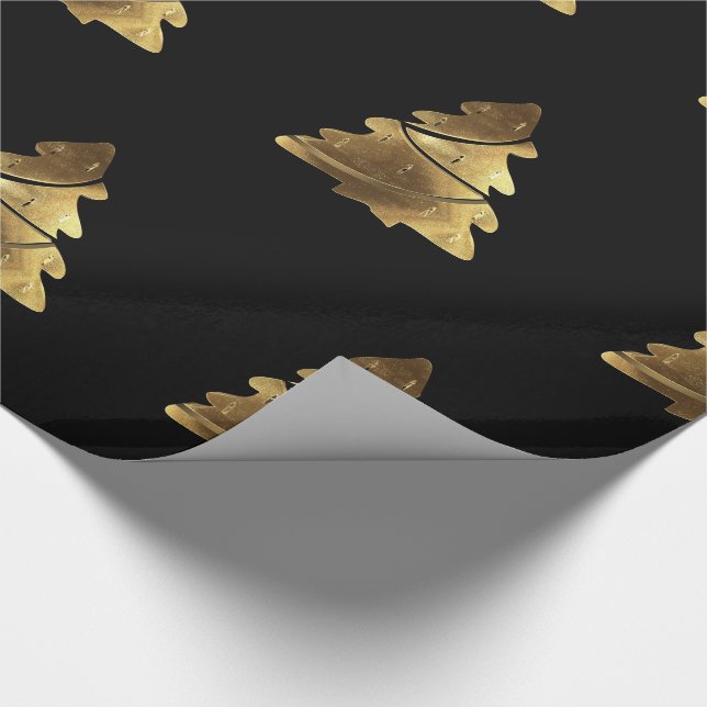 Goldener fröhlicher Weihnachtsbaum mit den Kerzen Geschenkpapier (Ecke)