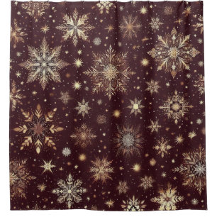 Goldener Frost Festivals Snowflake Wunderland Duschvorhang