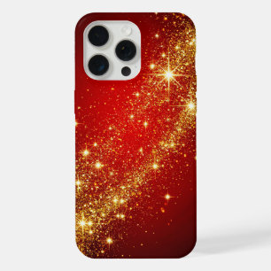 Goldener funkelnder Pfad auf lebendigem rotem Hint iPhone 15 Pro Max Hülle