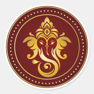 Goldener Ganesha Marone Hindu Dekoratives Design Runder Aufkleber