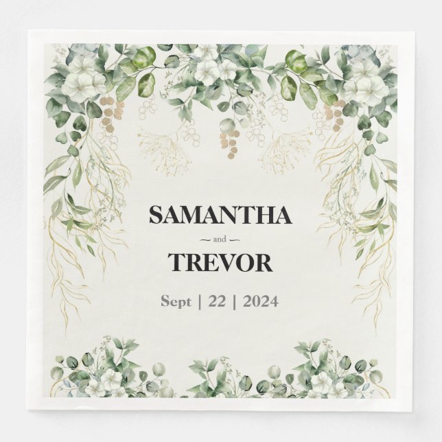 Goldener Garten: Botanische Bliss Wedding Napkin Serviette (Vorderseite)