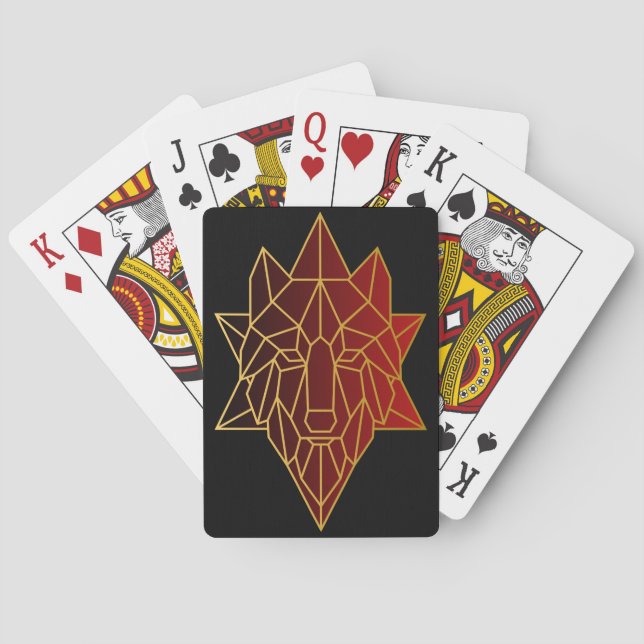 Goldener Gefälle des geometrischen Wolfs Spielkarten (Rückseite)