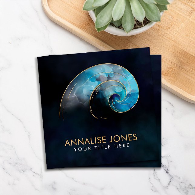 Goldener Geist - Heilige Geometrie - Aquarellfarbe Quadratische Visitenkarte (Von Creator hochgeladen)