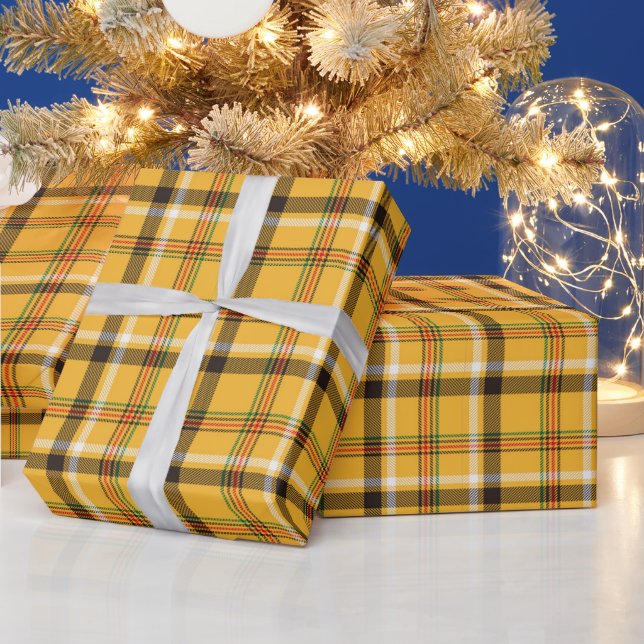 Goldener gelber Karierter Jedem Anlass Geschenkpapier (Feiertage)