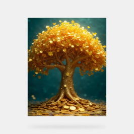 Goldener Geldbaum Goldmünzen Geld Dinero glücklich Acrylschild