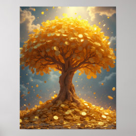 goldener Geldbaum Goldmünzen Poster