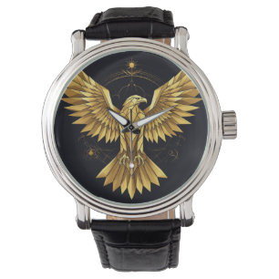 Goldener geometrischer Adler Armbanduhr