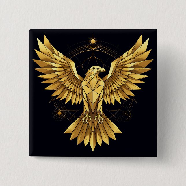 Goldener geometrischer Adler Button (Vorderseite)