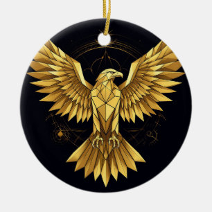 Goldener geometrischer Adler Keramik Ornament