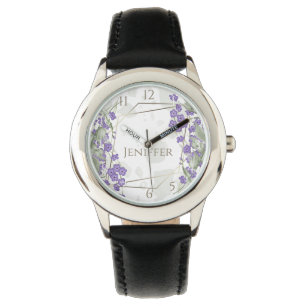 Goldener geometrischer Rahmen für die Blume Armbanduhr