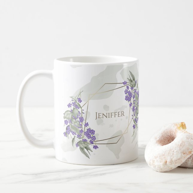 Goldener geometrischer Rahmen für die Blume Kaffeetasse (Mit Donut)