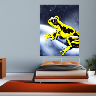 Goldener Giftfrosch im Schnee   AI Art Poster
