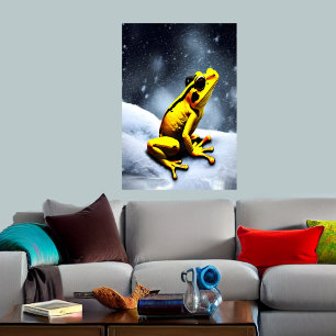 Goldener Giftfrosch und Schnee   AI Art Poster