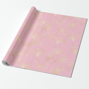 Goldener Ginkgo Botanischer Blush Natur Muster Geschenkpapier
