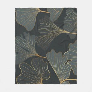 Goldener Ginkgo: Luxuriöse Floral-Dekoration. Fleecedecke