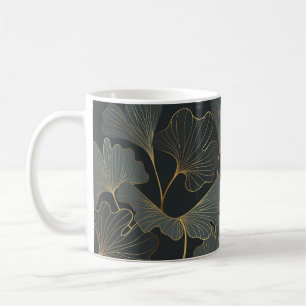 Goldener Ginkgo: Luxuriöse Floral-Dekoration. Kaffeetasse