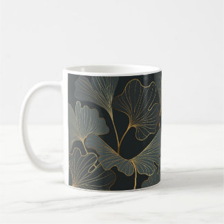 Goldener Ginkgo: Luxuriöse Floral-Dekoration. Kaffeetasse