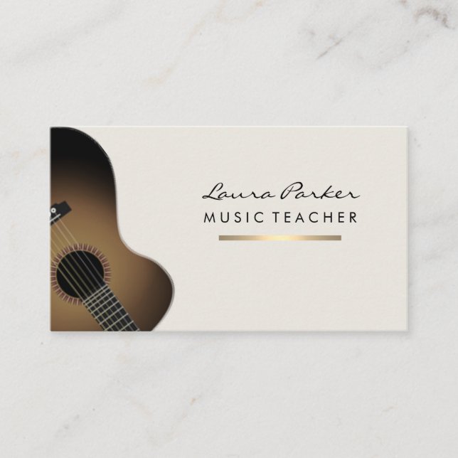 Goldener Gitarrenspieler Musiker-Musiklehrer Visitenkarte (Vorderseite)