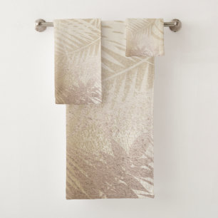 Goldener Glanz Botanische Tropische Palmbaumblätte Badhandtuch Set
