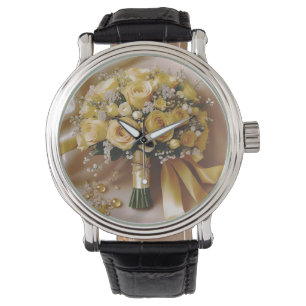 "Goldener Glanz: Ein honigsüßes Rosenbouquet der L Armbanduhr