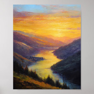Goldener Glanz über dem stillen Tal Poster