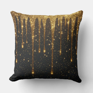 Goldener Glitter-Tropfenhintergrund mit funkelndem Kissen