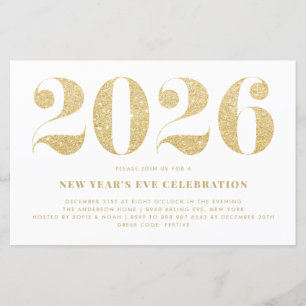 Goldener Glitzer 2023 Silvester-Party Einladung