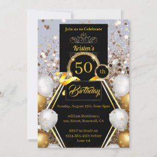 Goldener Glitzer 50. Geburtstag Einladung