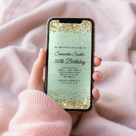 Goldener Glitzer Blassminze Foil 50. Geburtstag Einladung