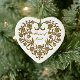 Goldener Glitzer Blühe Valentins Herzverzierung Keramik Ornament