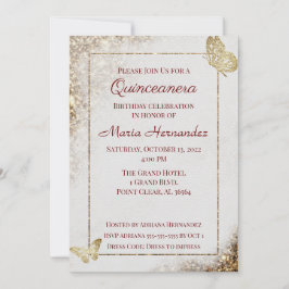Goldener Glitzer Butte Quinceanera Einladung zum G