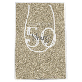 Goldener Glitzer FEIERT 50 JAHRE Eleganter Chic Mittlere Geschenktüte