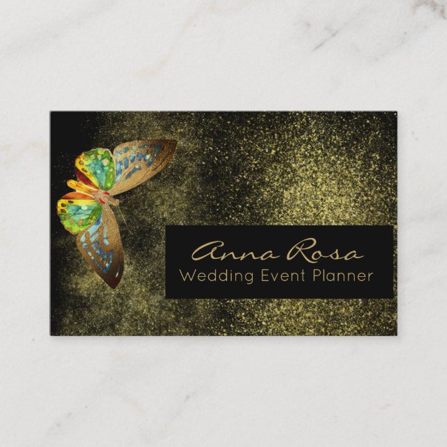 *~* Goldener Glitzer Gilded Butterfly Visitenkarte (Vorderseite)