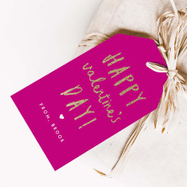 Goldener Glitzer Glücklicher Valentinstag Geschenkanhänger