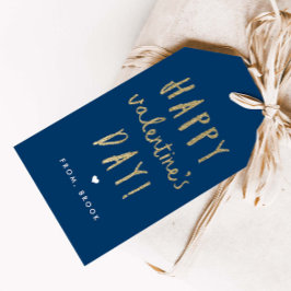 Goldener Glitzer Glücklicher Valentinstag Geschenkanhänger