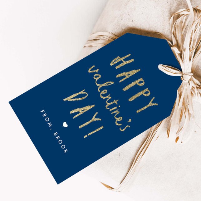 Goldener Glitzer Glücklicher Valentinstag Geschenkanhänger (Gold glitter Valentine's Day gift tag classroom Valentine's Day cards.)