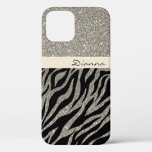 Goldener Glitzer Gold Zebra Tierisches Druckmuster