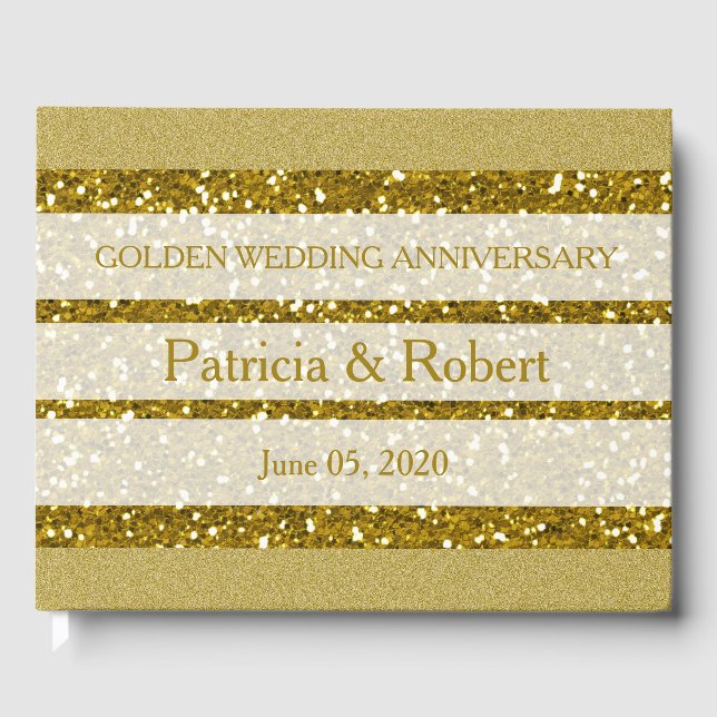 Goldener Glitzer Hochzeitstag Gästebuch (Vorderseite)