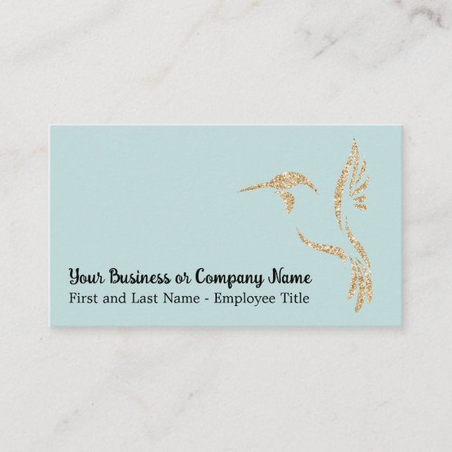 Goldener Glitzer Hummingbird Aquamarin Visitenkarte (Vorderseite)