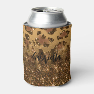 Goldener Glitzer Leopard Print Dosenkühler