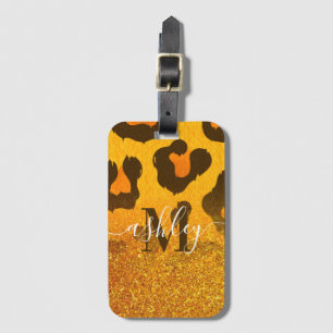 Goldener Glitzer Leopard Print Gepäckanhänger