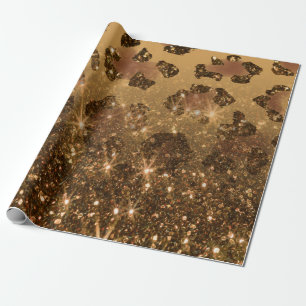 Goldener Glitzer Leopard Print Geschenkpapier