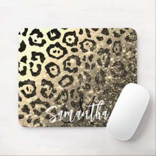 Goldener Glitzer Leopard Print Mousepad