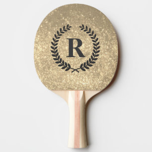 Goldener Glitzer mit Monogramm Tischtennis Schläger
