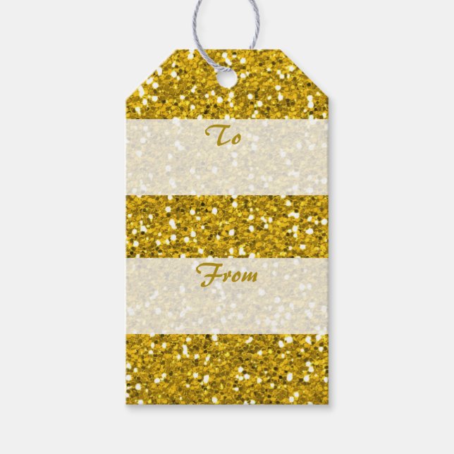 Goldener Glitzer nach frohen Weihnachten Geschenkanhänger (Vorderseite)