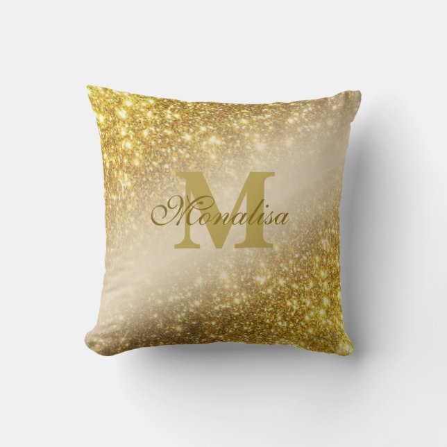 Goldener Glitzer personalisiert Kissen (Vorderseite)